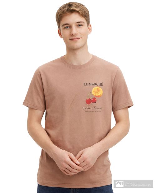 Camiseta Orange taupe con estampado frutal para hombre