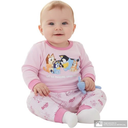 Conjunto rosado estampado de Bluey para bebé niña