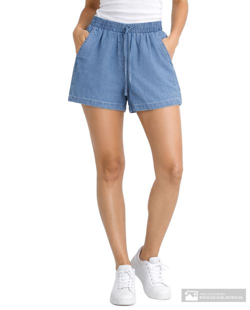 Short Unexpected pull on azul de cintura alta para mujer