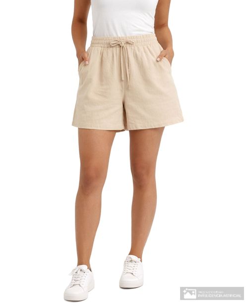 Short Unexpected pull on beige de cintura alta para mujer
