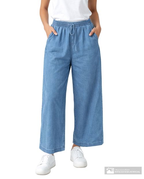 Pantalón Unexpected pull on azul de cintura alta para mujer