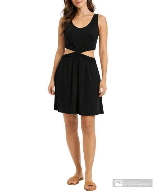 Vestido Unexpected casual negro sin mangas para mujer