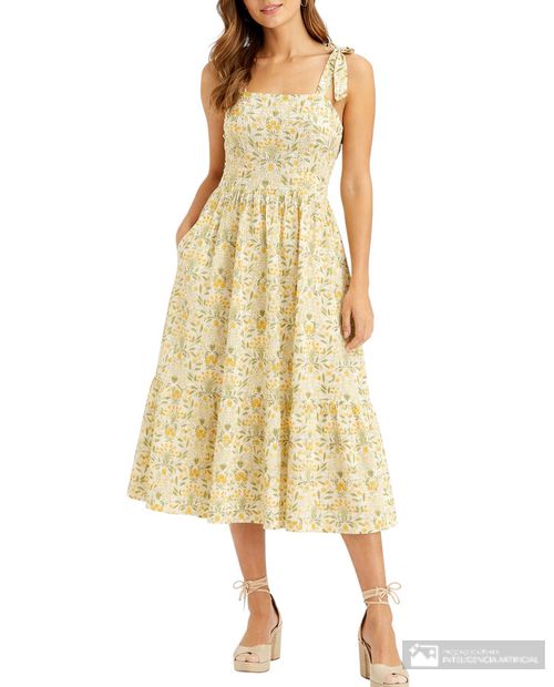 Vestido Sabrina midi estampado de tirantes para mujer
