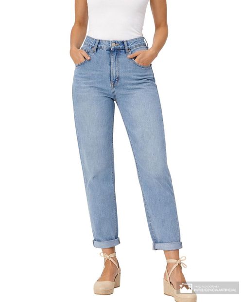 Mon jeans Unexpected azul de cintura alta para mujer