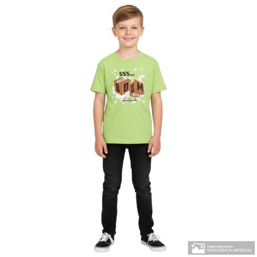 Camiseta verde estampada de Minecraft para niño