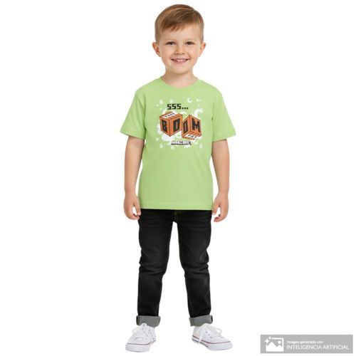 Camiseta verde estampada de Minecraft para niño