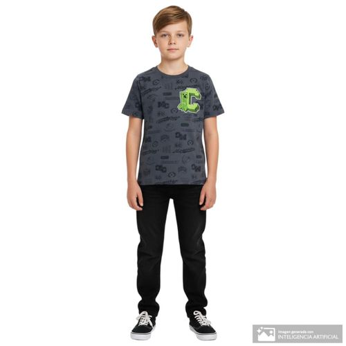Camiseta gris estampada de Minecraft para niño
