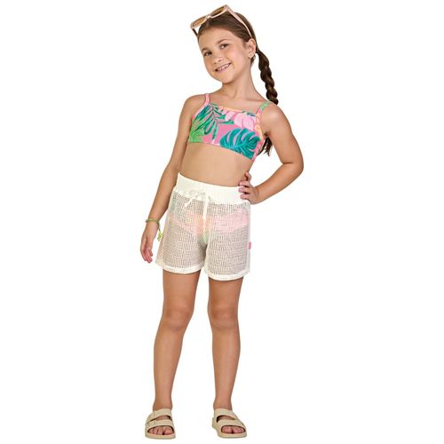 Salida de baño short beige para niña