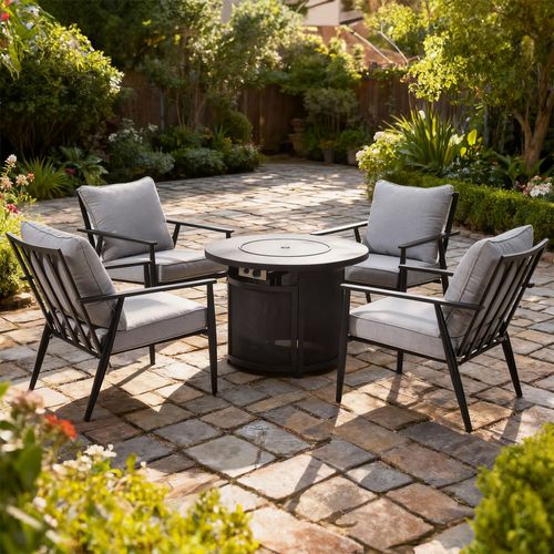 Juego de comedor 4 personas con fogata para exteriores