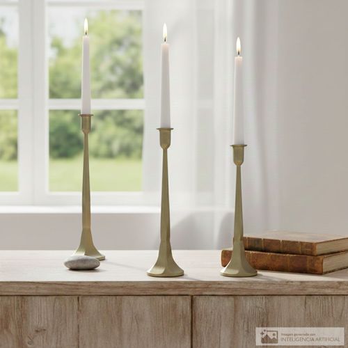 Set de 3 portavelas de metal