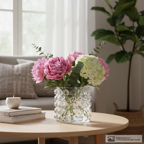 Floreros de vidrio con relieve burbujas 17 cm