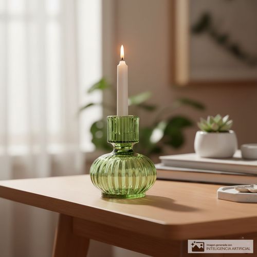 Portavela decorativo de vidrio 9.5x8 cm