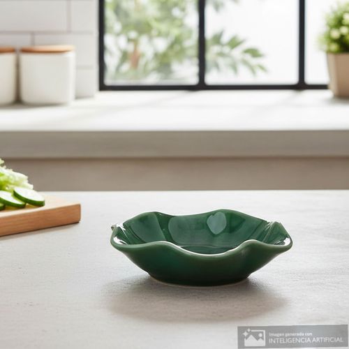 Pieza de cerámica para servir con diseño de lechuga 10 cm