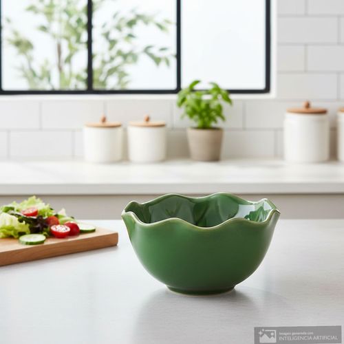 Pieza de cerámica para servir con diseño de lechuga 12 cm