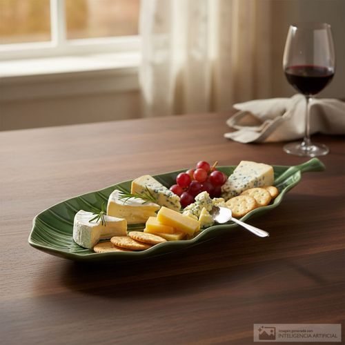 Pieza de cerámica para servir con diseño de lechuga 37 cm