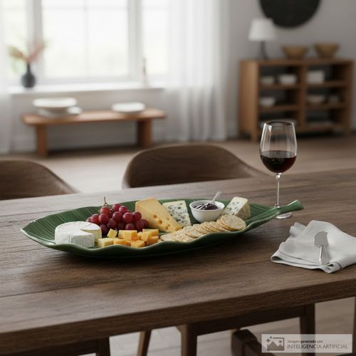 Pieza de cerámica para servir con diseño de lechuga 44 cm