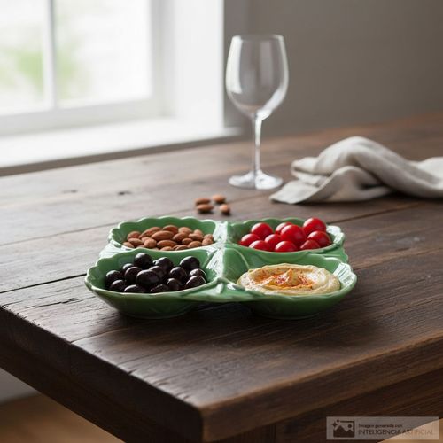 Pieza de cerámica para servir con diseño de lechuga 22 cm