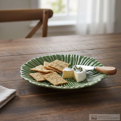 Pieza de cerámica para servir con diseño de lechuga 23 cm