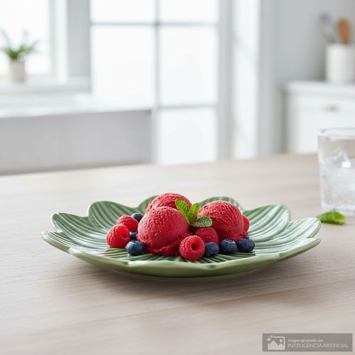 Pieza de cerámica para servir con diseño de lechuga 22 cm