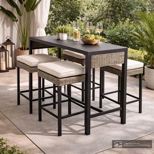 Juego de comedor de bar alto 4 personas para exterior
