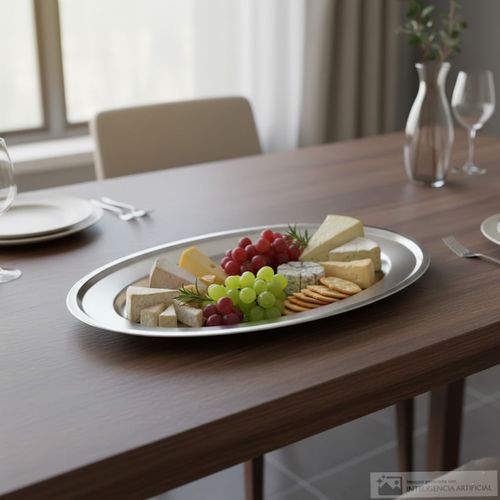 Plato ovalado de acero inoxidable 50.5 cm