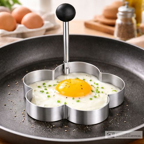Molde de acero inoxidable para huevo estilo flor 10 cm