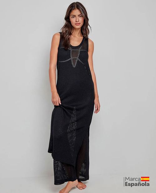 Salida de baño Gisela estilo vestido negro para mujer