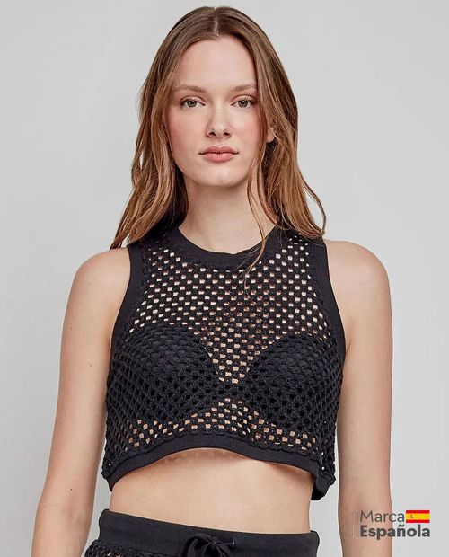 Salida de baño Gisela estilo top negro para mujer