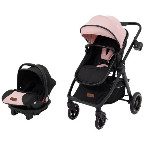 Coche y silla para carro Premium Baby Revo Travel system rosado para bebé