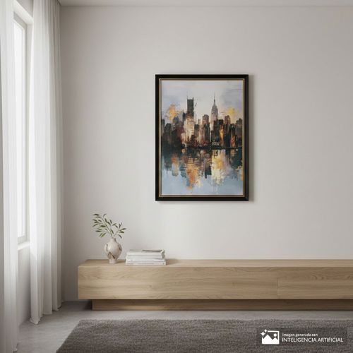 Cuadro decorativo abstracto ciudad 34.5x45 cm