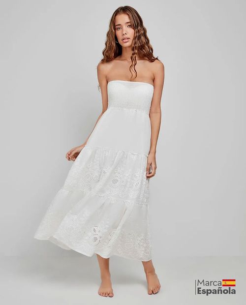 Salida de baño Gisela estilo vestido blanco para mujer