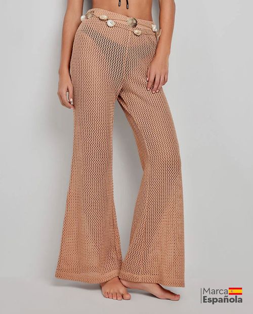 Salida de baño Gisela estilo pantalón beige para mujer