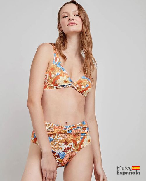 Bikini Gisela estampado de cintura alta para mujer