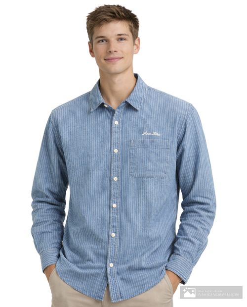 Camisa casual Orange rayada azul para hombre