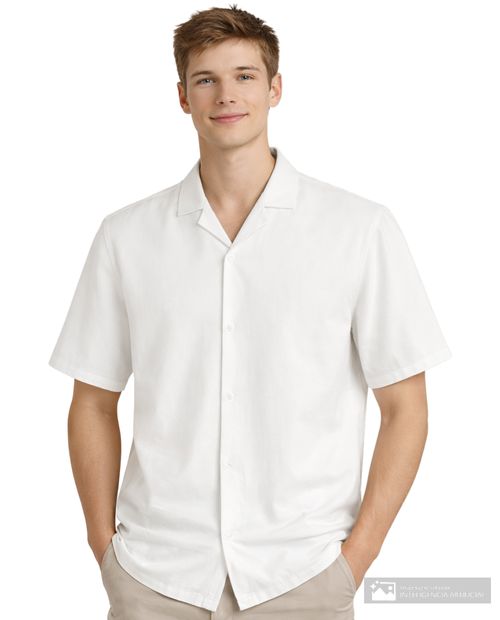 Camisa casual Orange boxy fit blanca sólido para hombre