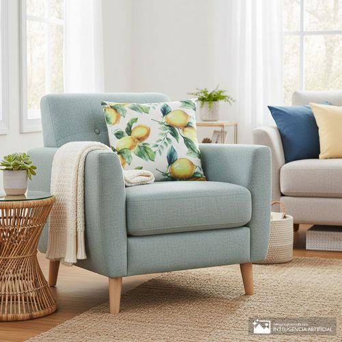 Cojín decorativo de poliéster estampado racimo de limones 45x45 cm