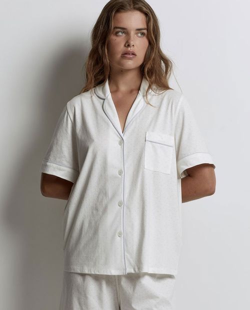 Pijama con short Sfera ivory manga corta para mujer