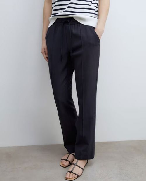 Pantalón Sfera fluido navy con textura para mujer