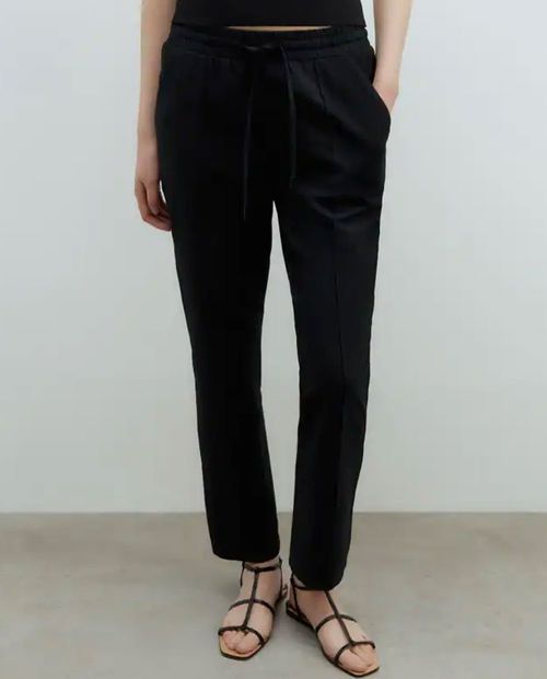 Pantalón Sfera fluido negro con textura para mujer