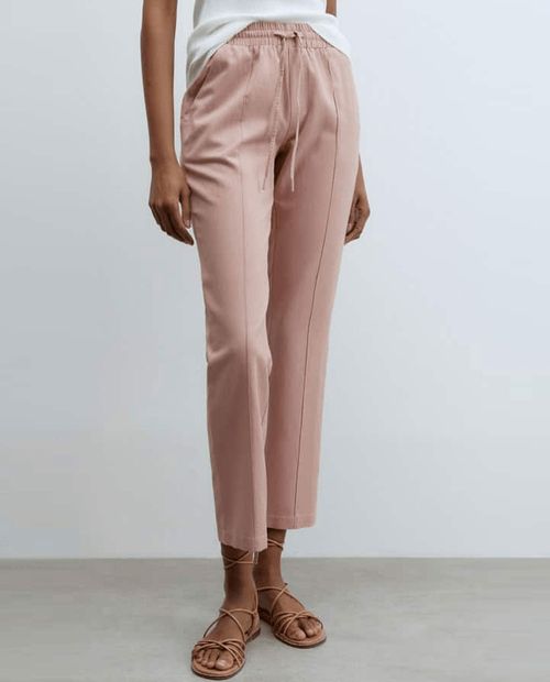 Pantalón Sfera fluido rosado claro con textura para mujer