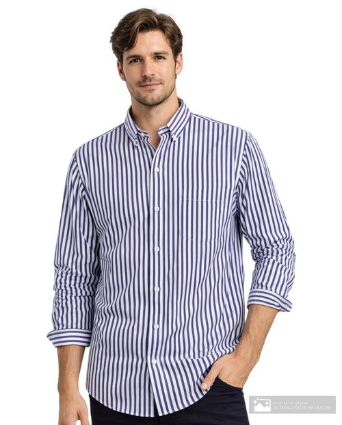 Camisa casual Gents azul rayada para hombre