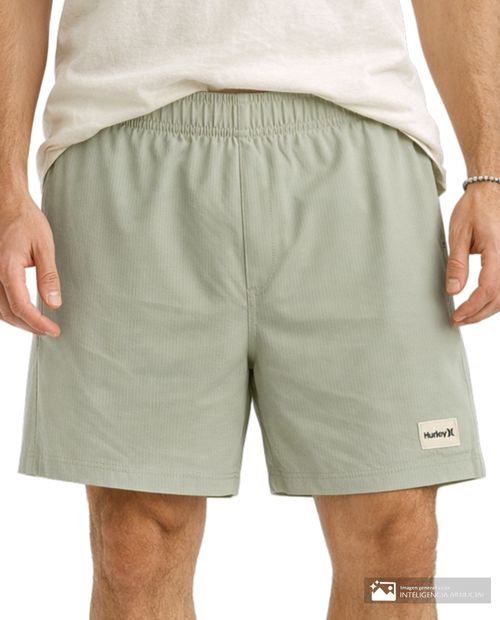 Calzoneta de baño Hurley gris con rayas texturizadas para hombre