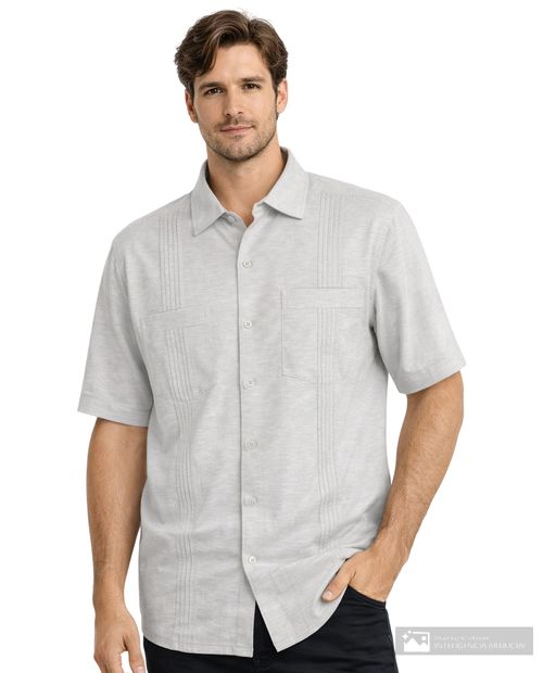 Guayabera Cubavera gris con rayas texturizadas para hombre