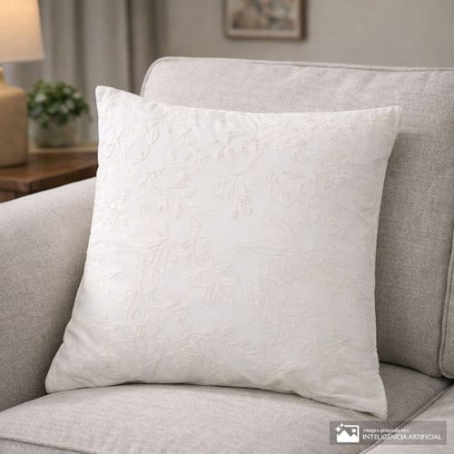 Cojín decorativo de poliéster bordado botánico 45x45 cm