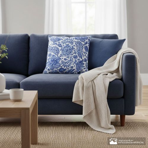 Cojín decorativo de poliéster estampado floral 45x45 cm