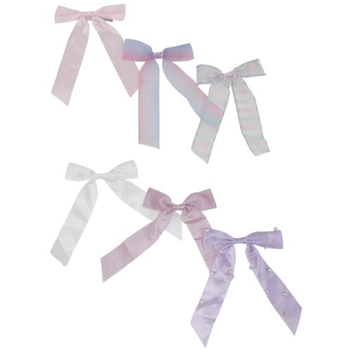 Set de 6 clips con chonga multicolor para niña