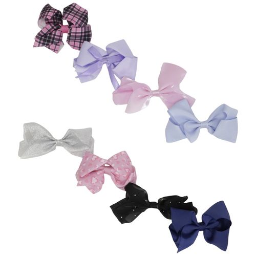 Set de 6 clips con chonga multicolor estampado para niña