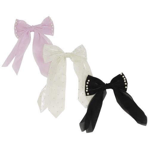 Set de 3 clips con chonga multicolor para niña