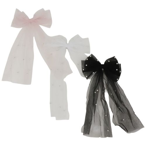 Set de 3 clips con chonga multicolor para niña