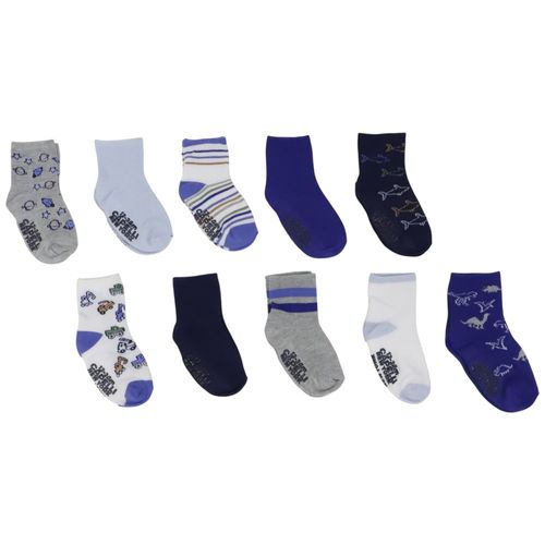 Set de 10 pares de calcetines multicolor estampados para bebé niño